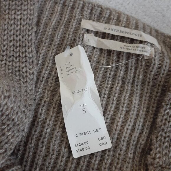 Anthropologie NWT Women's Size S Gray Brown Knit Sweater Cropped Cozy Tank Top - Picture 4 of 11